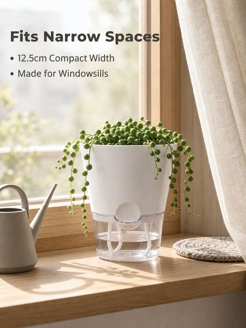 Self-Watering Lazy Flower Pot Plastic Resin Hydroponic Planter