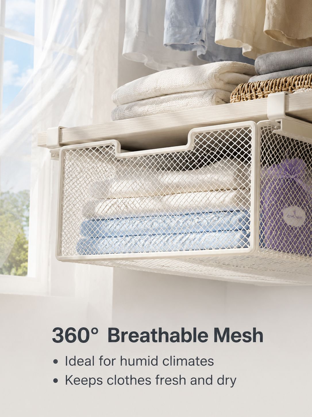 Wardrobe pull-out drawer storage basket