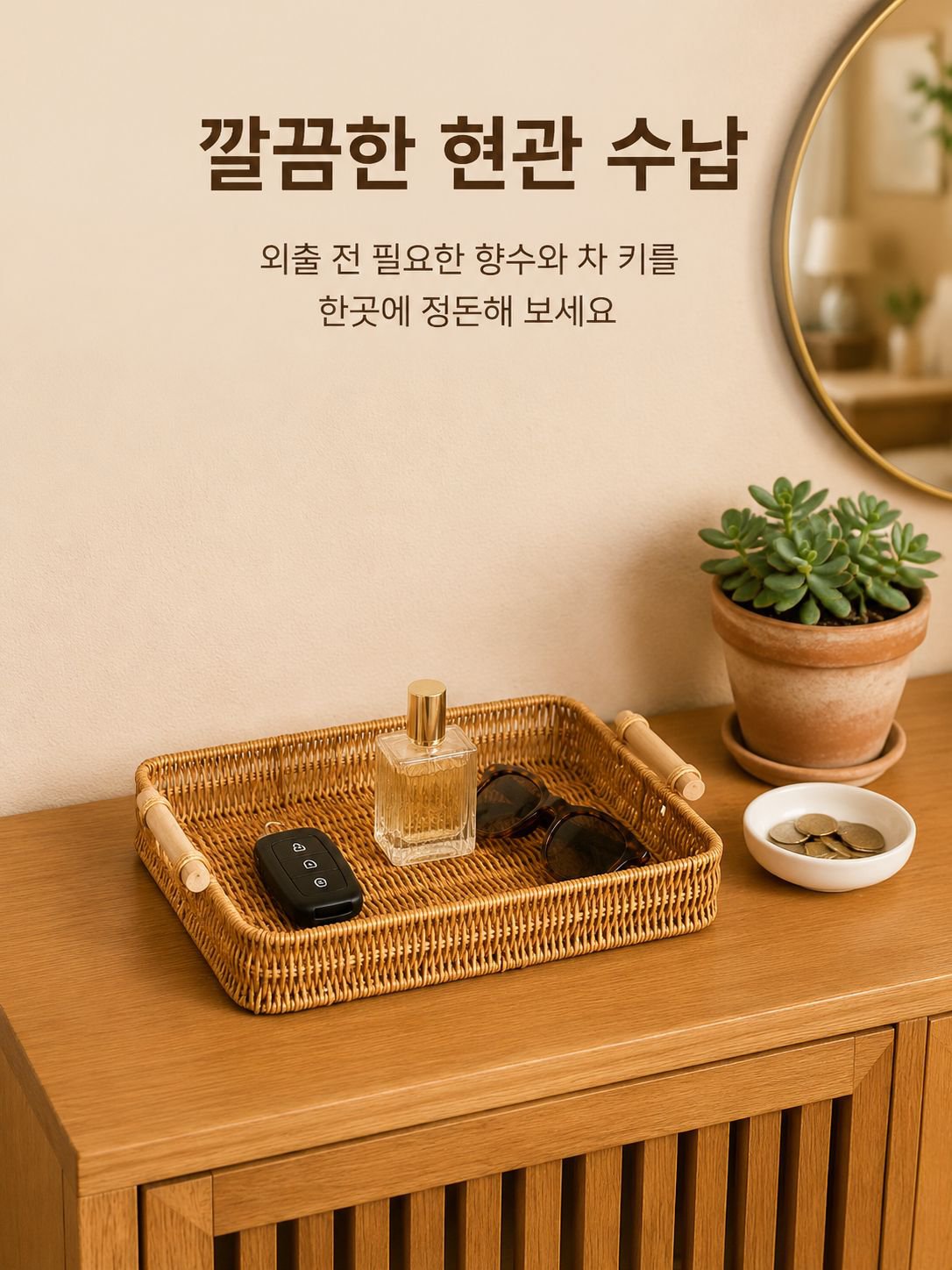 모조 덩굴 과일 쟁반 수공 뜨개질 광주리