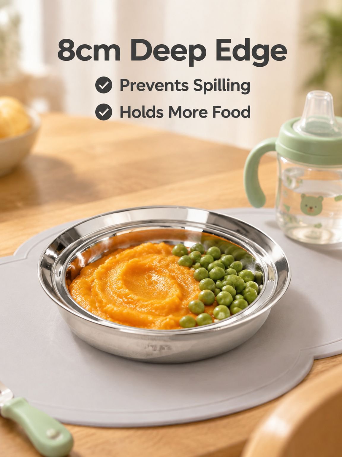 Baby Tableware Household Drop-proof Stainless Steel Plate