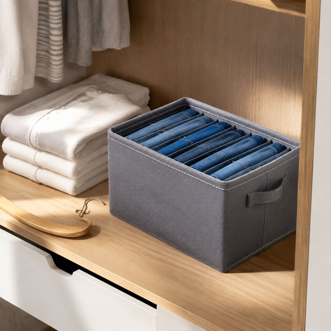 Collapsible Storage Bin, Clothes Organizer Box, Multi-Purpose Storage for Bedroom Closet