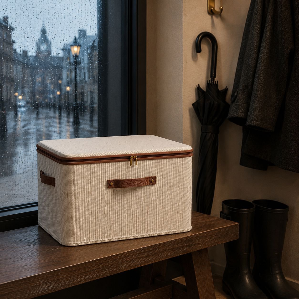 Tianshan Cotton and Linen Zipper Storage Box