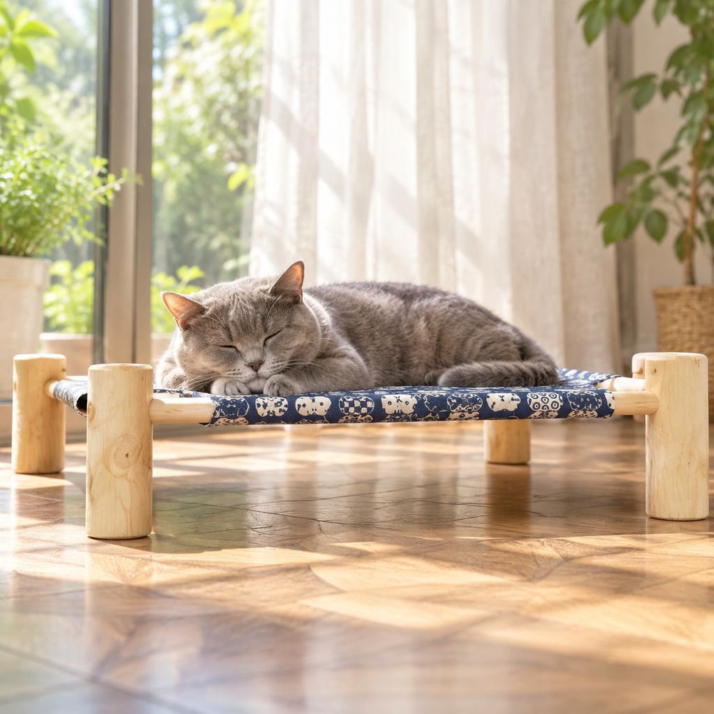 Cama de camping de madera para perros y gatos