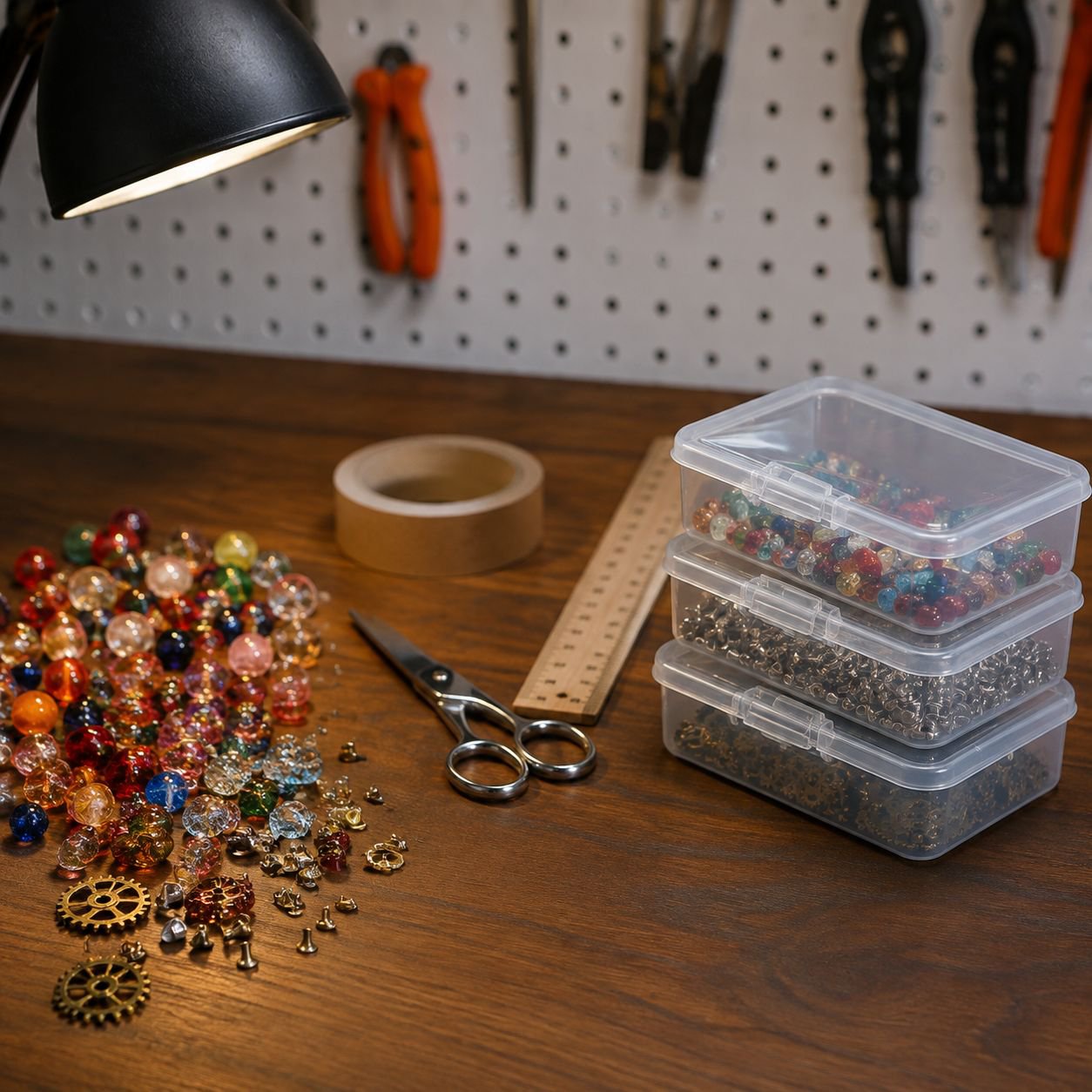 Compact recyclable organizer box for rivets and jewelry