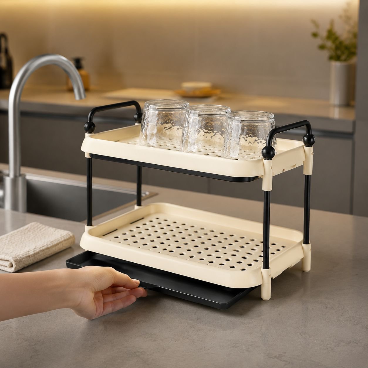 Desktop rack home kitchen cup storage rack living room bathroom drain rack multi-layer plastic stora