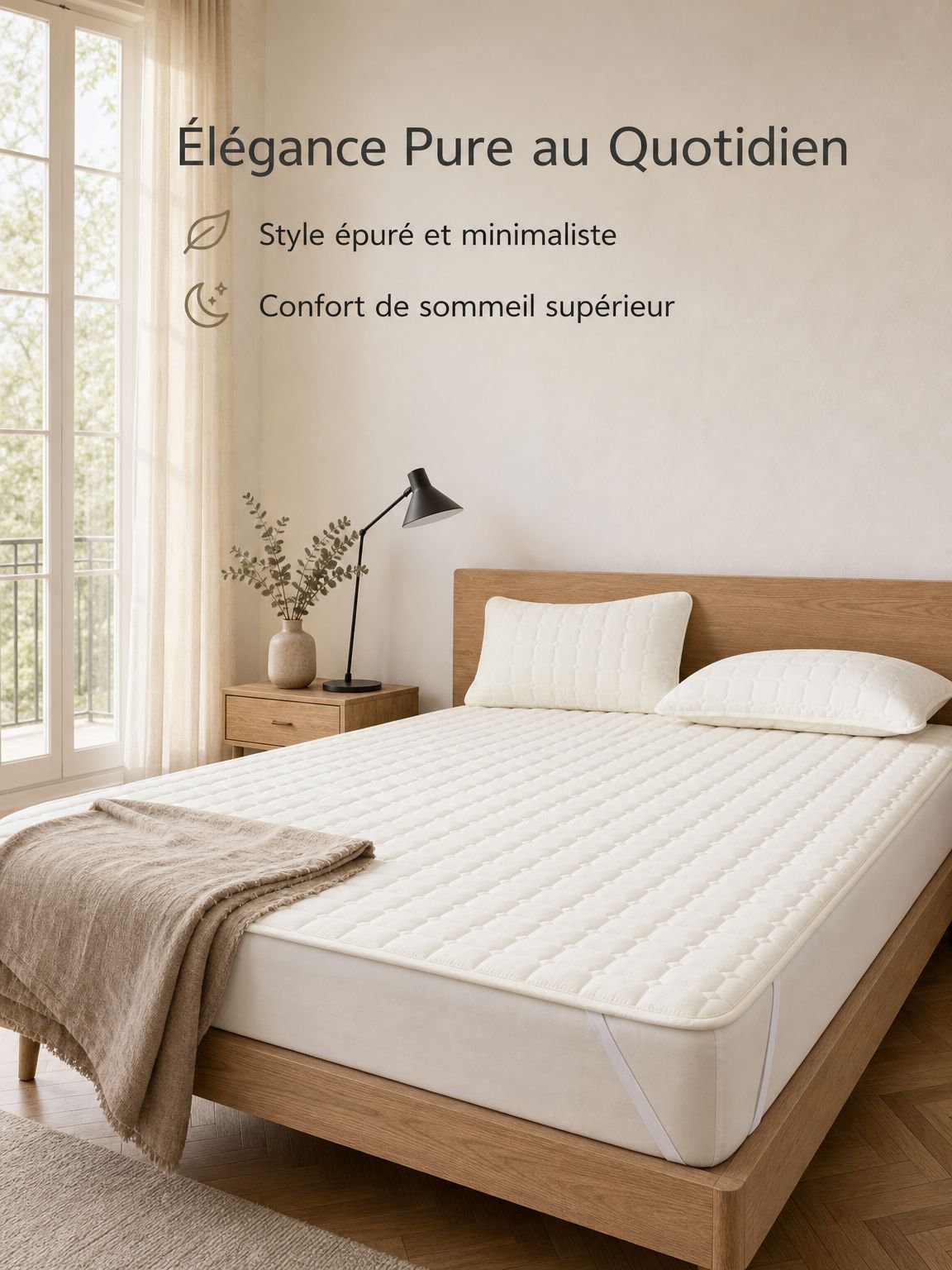 Protège-matelas imperméable matelassé en fibre de soja