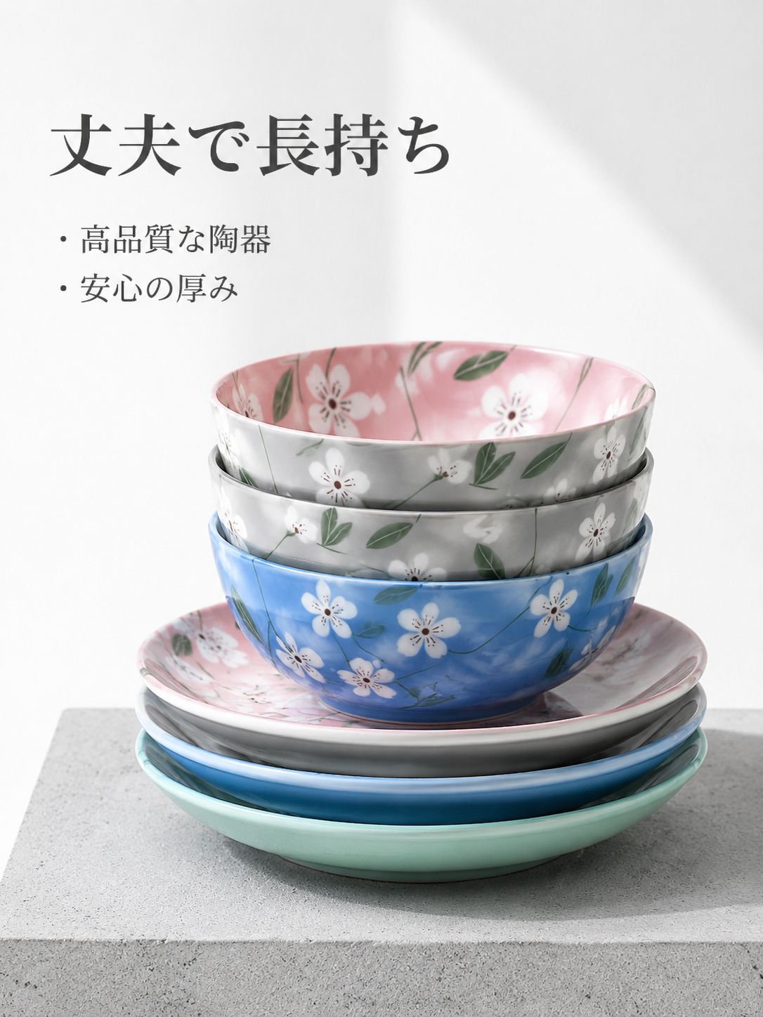 美濃焼和風陶器ご飯茶碗・お皿 家庭用 下絵付け工芸