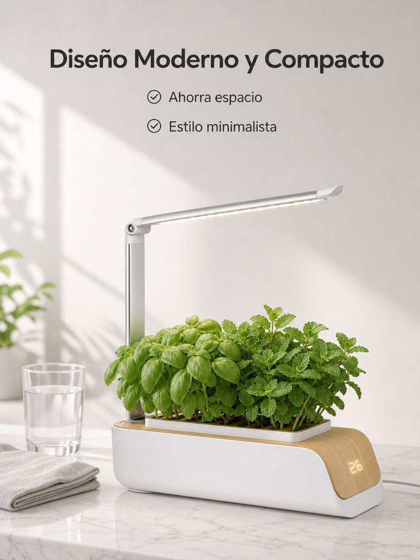 Maceta inteligente con luz LED para cultivo interior