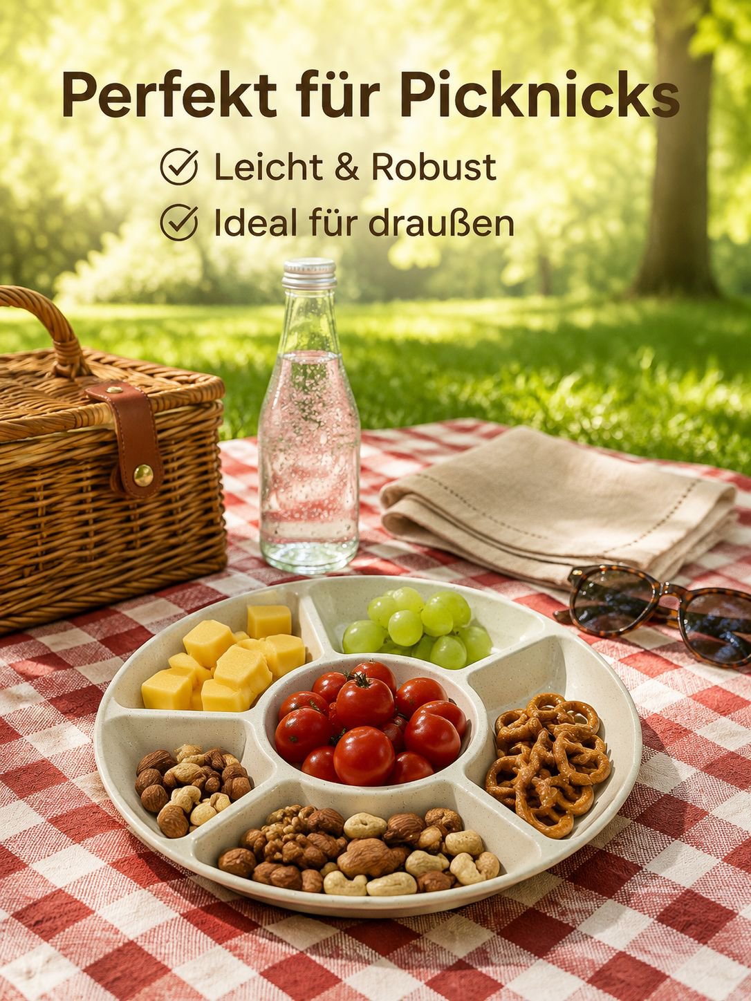 Weizenstroh-Snackteller, 6-geteilte Obst- und Speiseteller