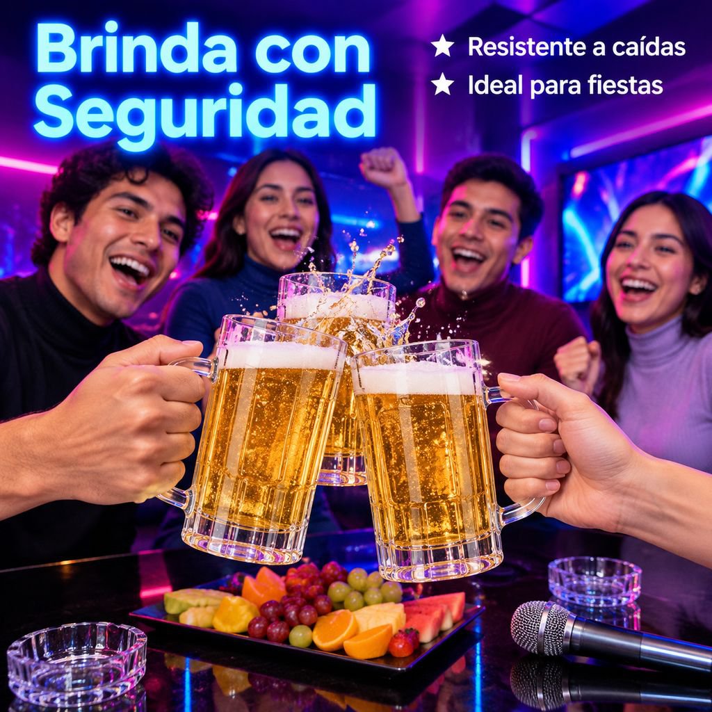 Jarra de Cerveza Acrílica Plástico PET 500ml con Asa para KTV Bar