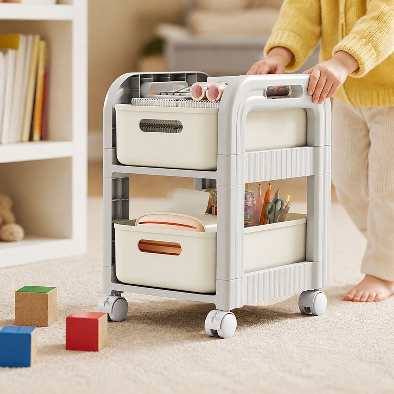 Movable Under-table Schoolbag Storage Rack Drawer-type Multi-layer Home Cabinet