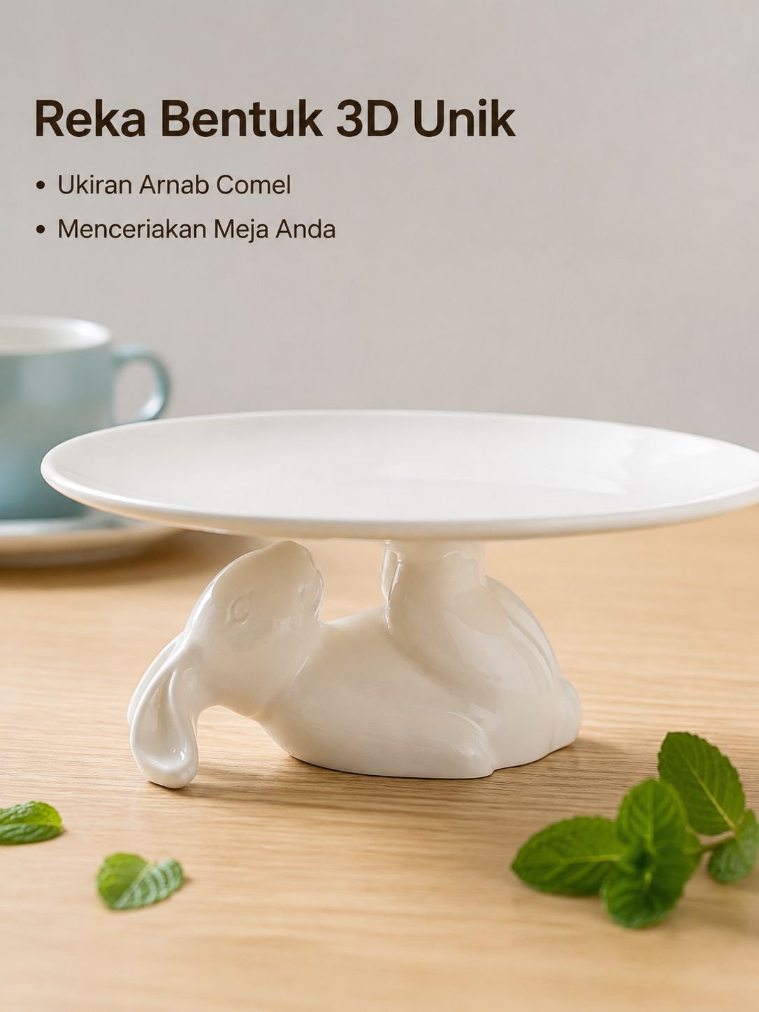 Ceramic Rabbit Shaped Snack & Fruit Plate