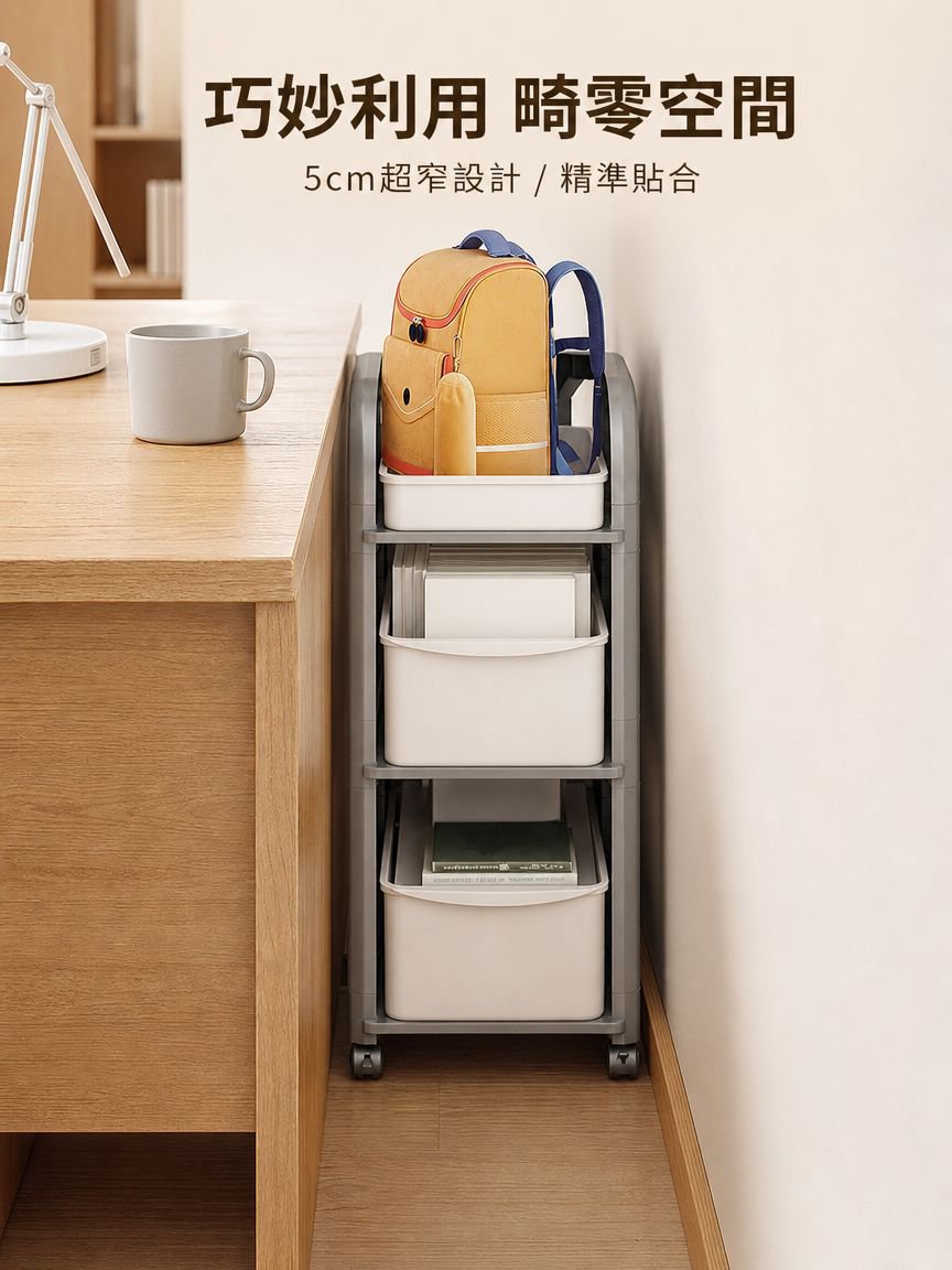 多用途帶輪收納架