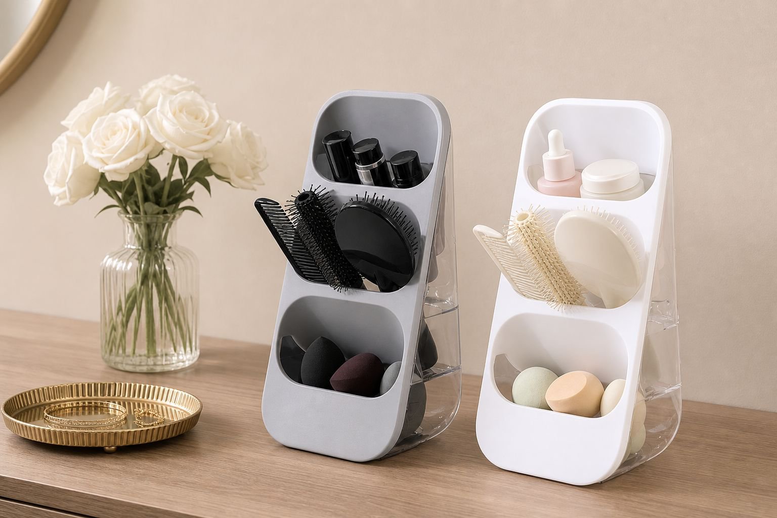 Sleek and functional three-layer desk organizer