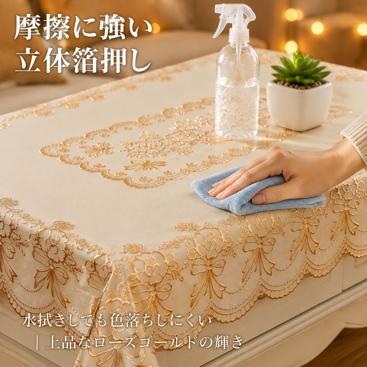 防水・防油・耐熱金箔テーブルクロス コーヒーテーブル用