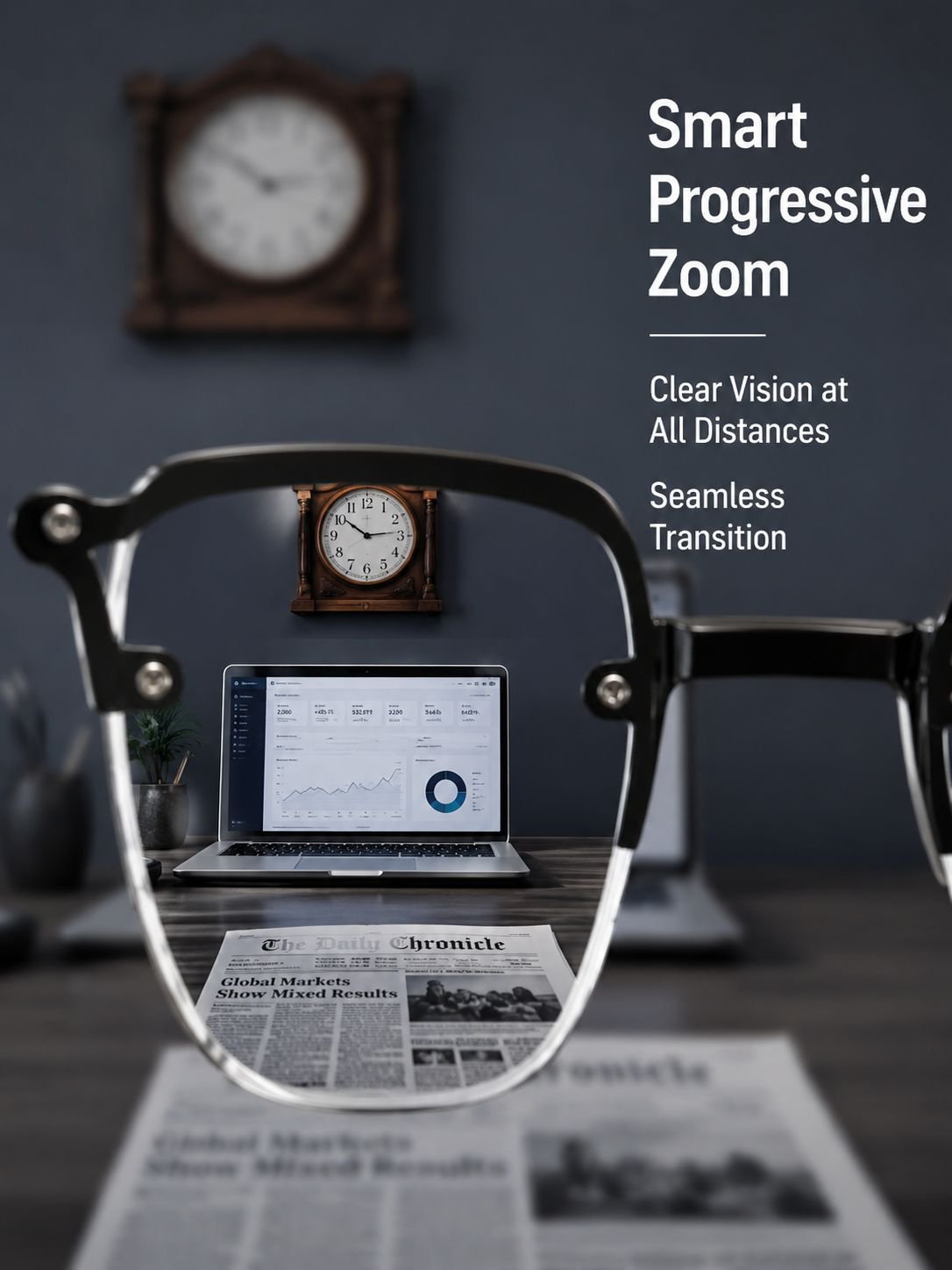 Anti-blue light smart zoom reading glasses