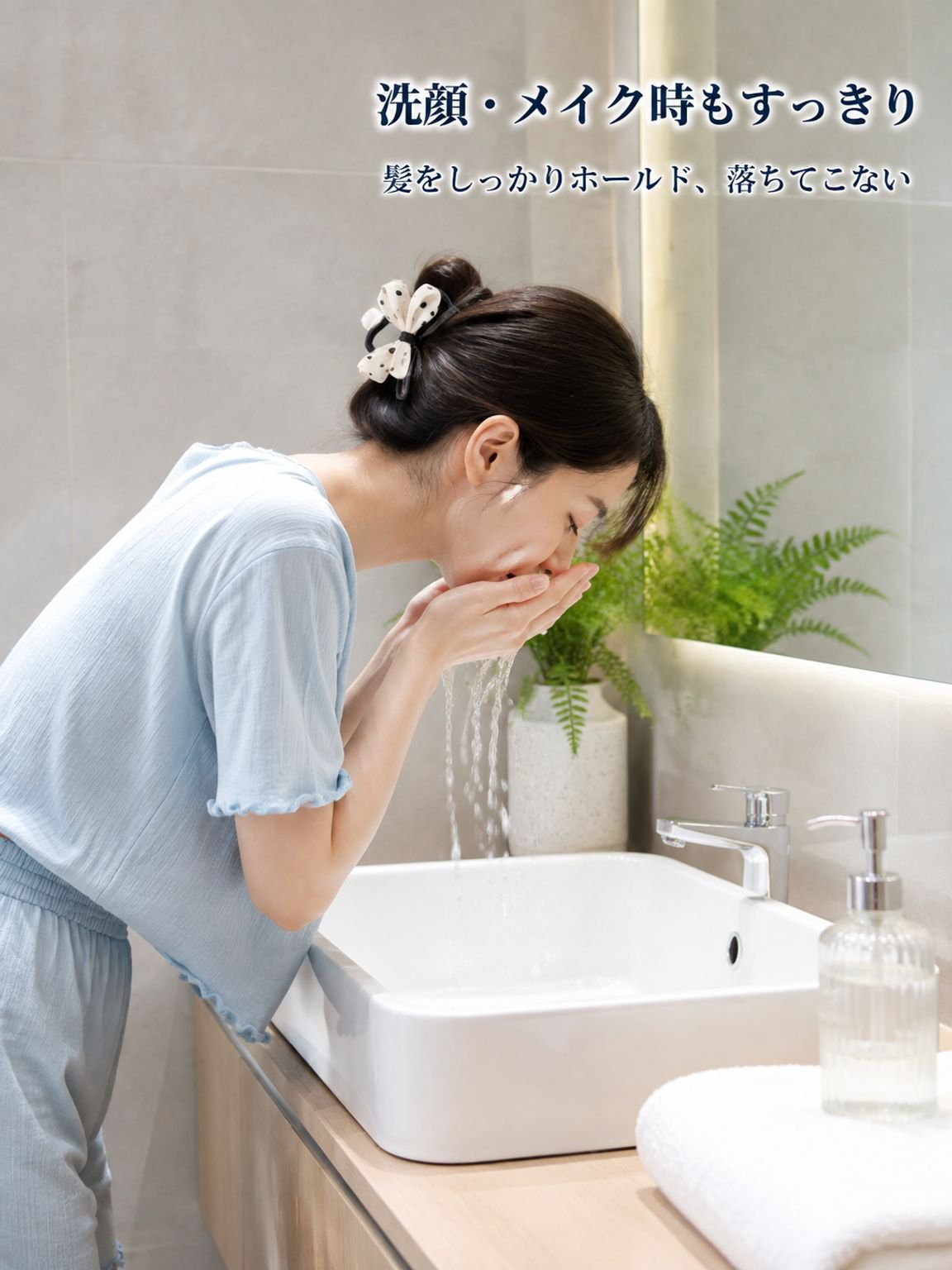 水玉模様のリボン型ヘアクリップ