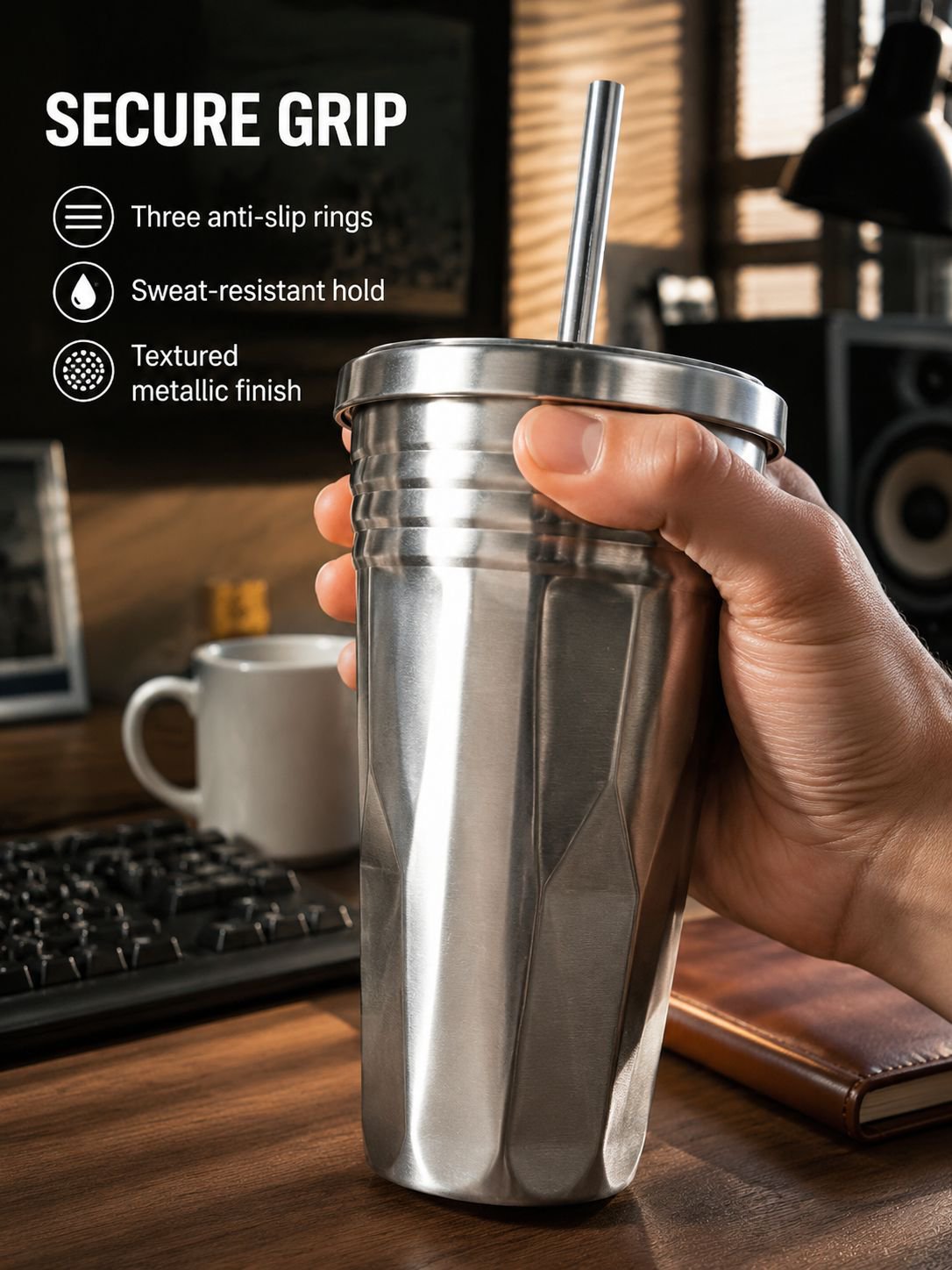 Portable Stainless Steel Straw Tumbler