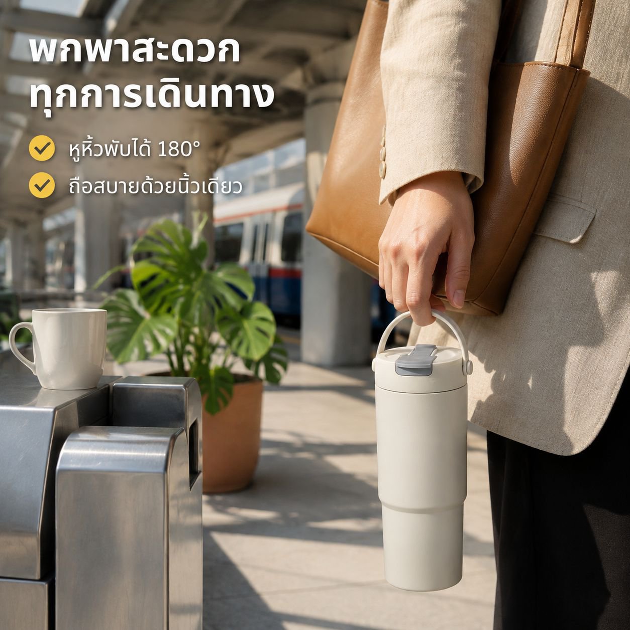 กระบอกน้ำเก็บความร้อนเซรามิกดีไซน์ทันสมัย ความจุเยอะ