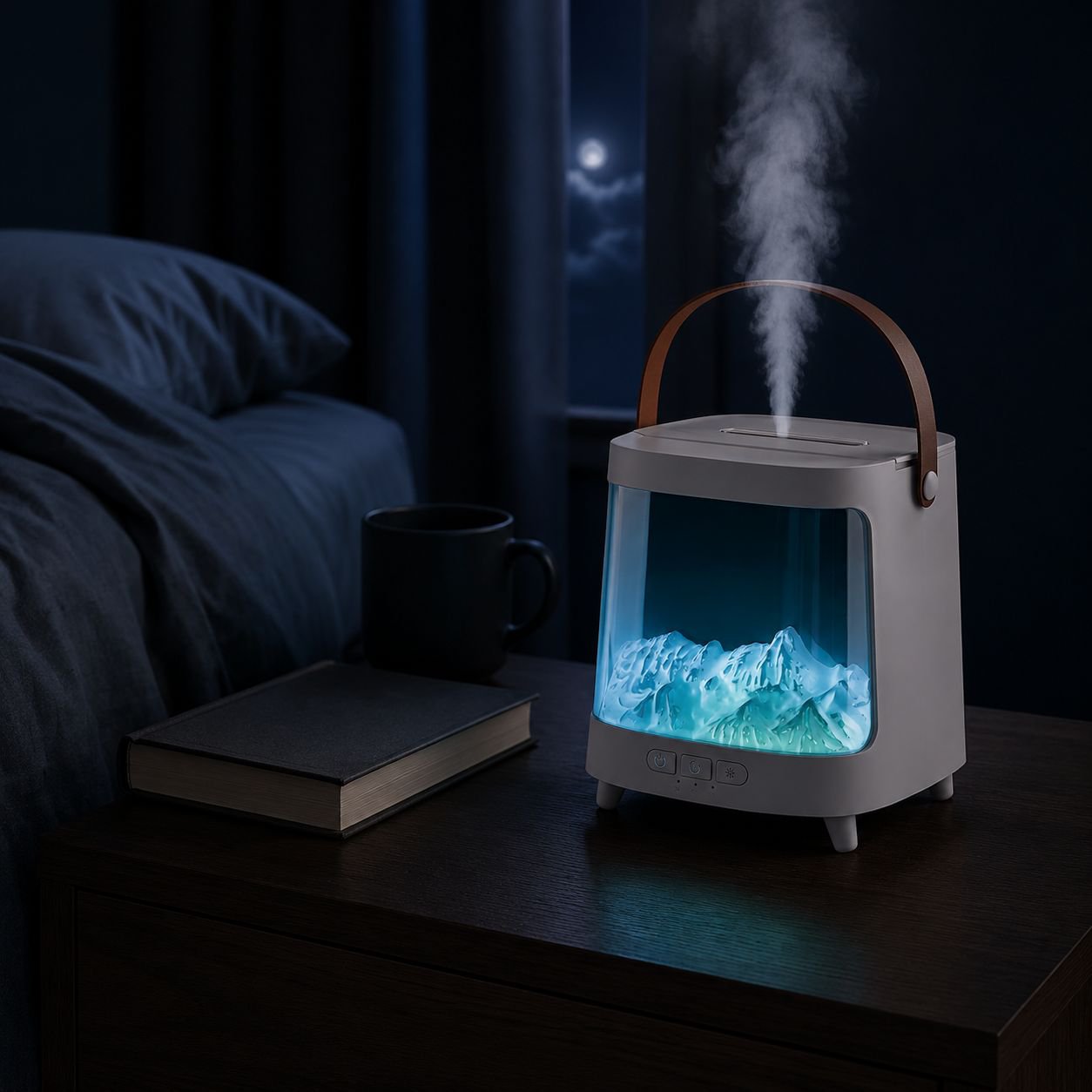Aurora large capacity aromatherapy humidifier in modern bedroom