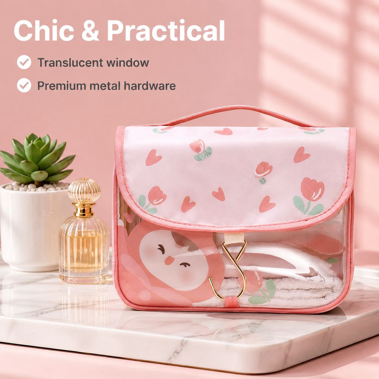 Women's Transparent Waterproof Large Makeup Storage Bag
