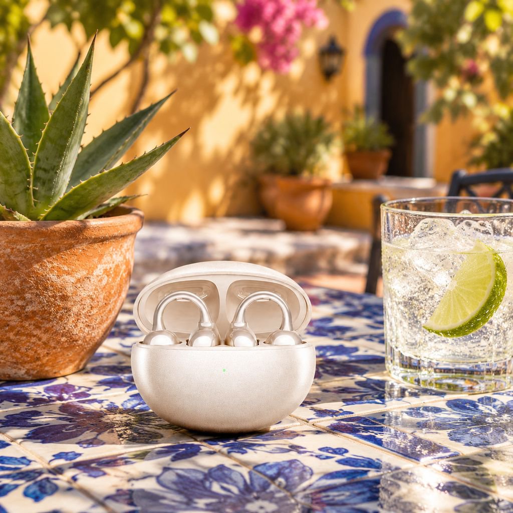 Auriculares Bluetooth deportivos con clip para la oreja, conducción ósea y cancelación de ruido