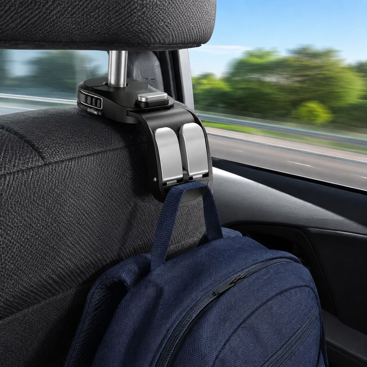 Doppelhaken für Auto-Innenraum, drehbares Design