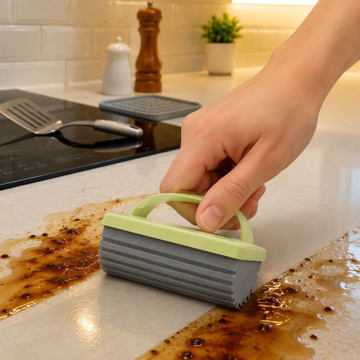 Rodillo limpiador para remover aceite en cocina y mesa