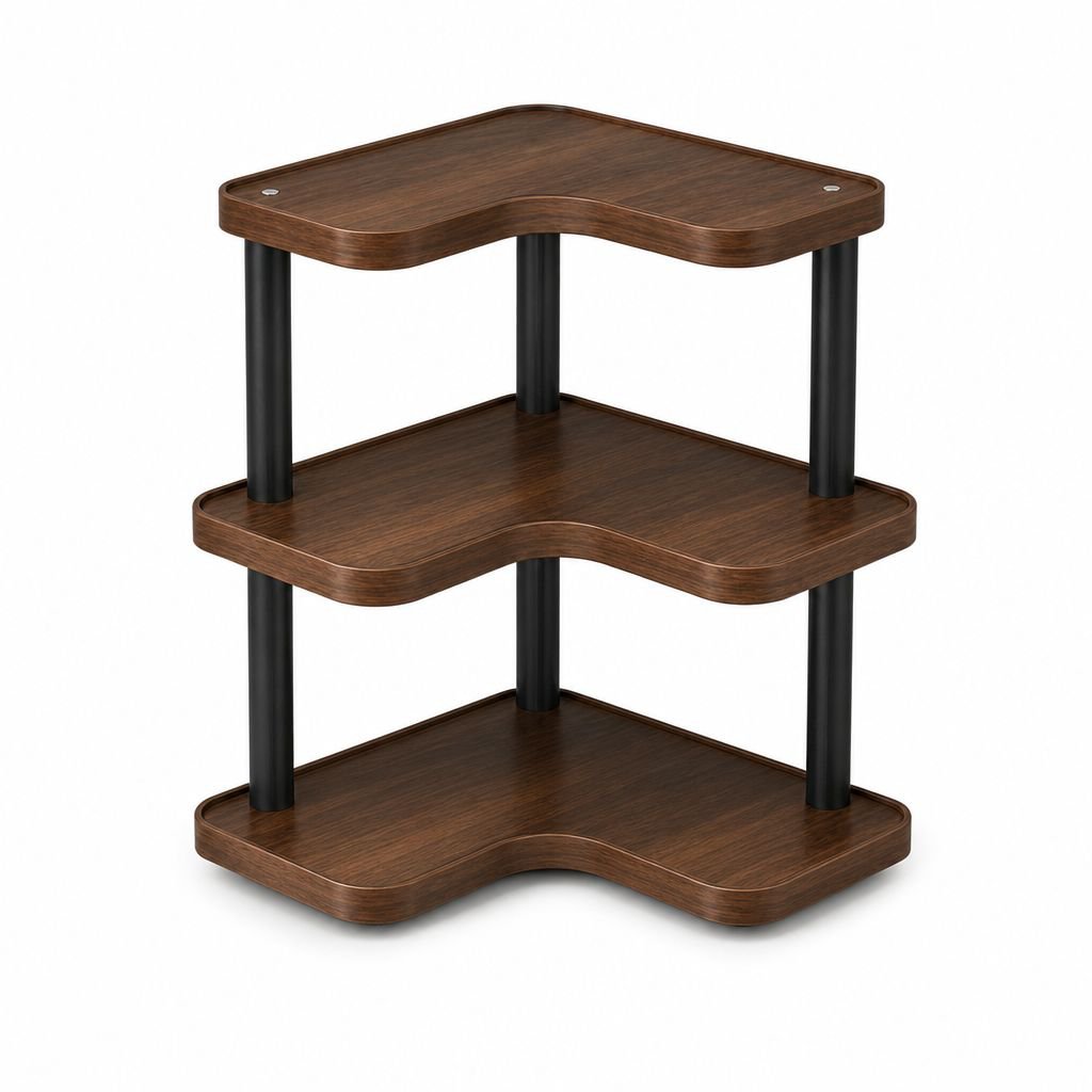 Bureau d'angle avec support à gobelets à étages