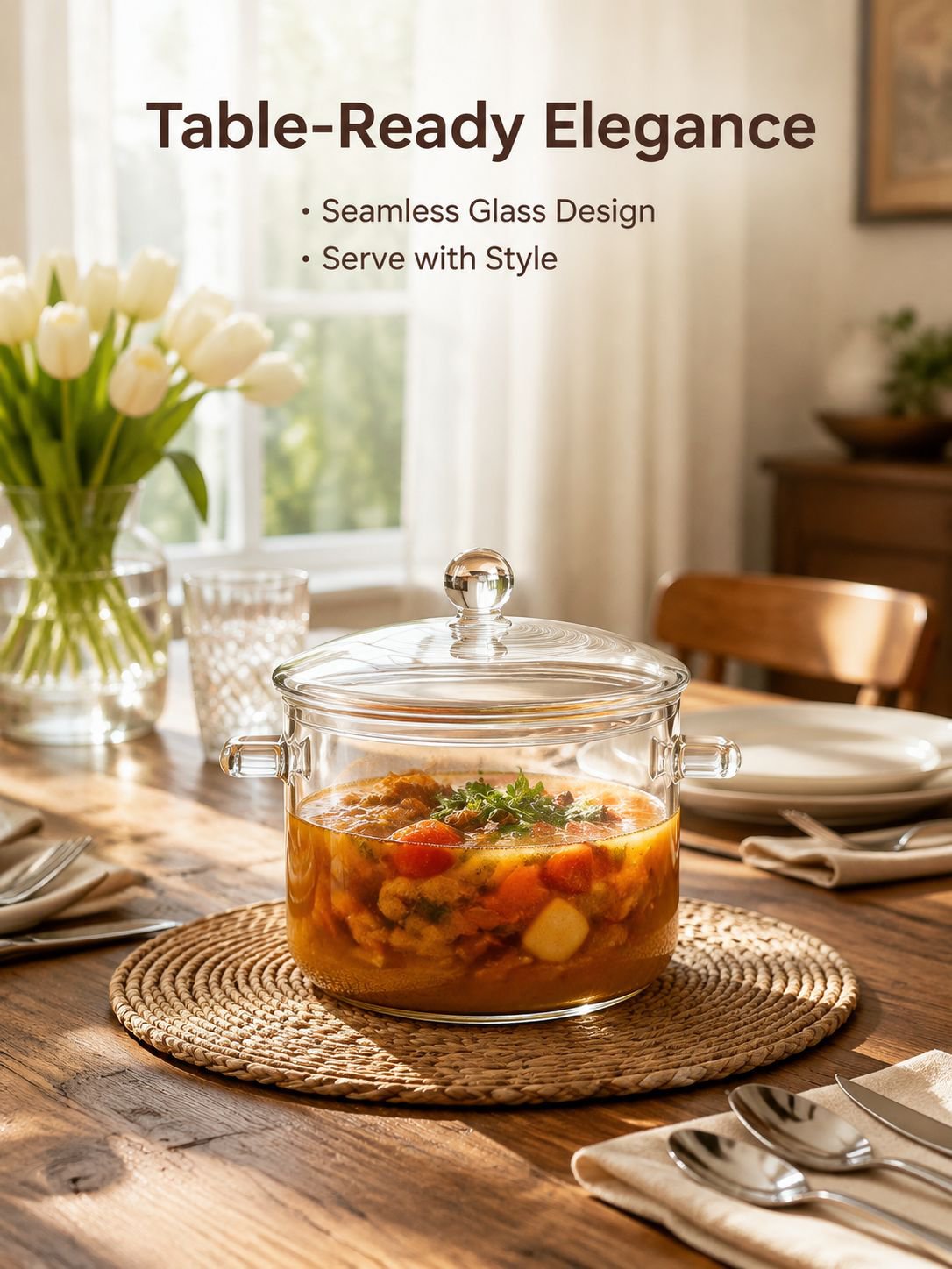 Family soup pot with lid
