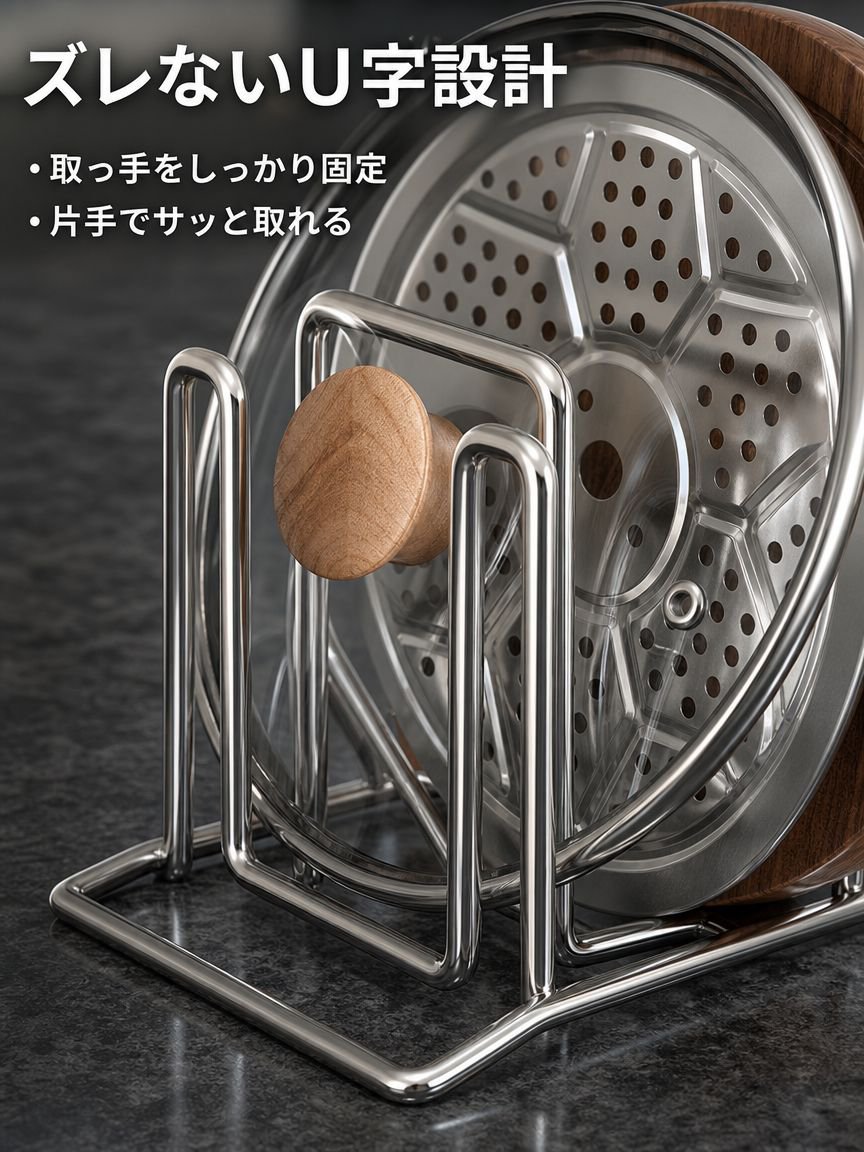 ステンレス製鍋蓋ホルダー