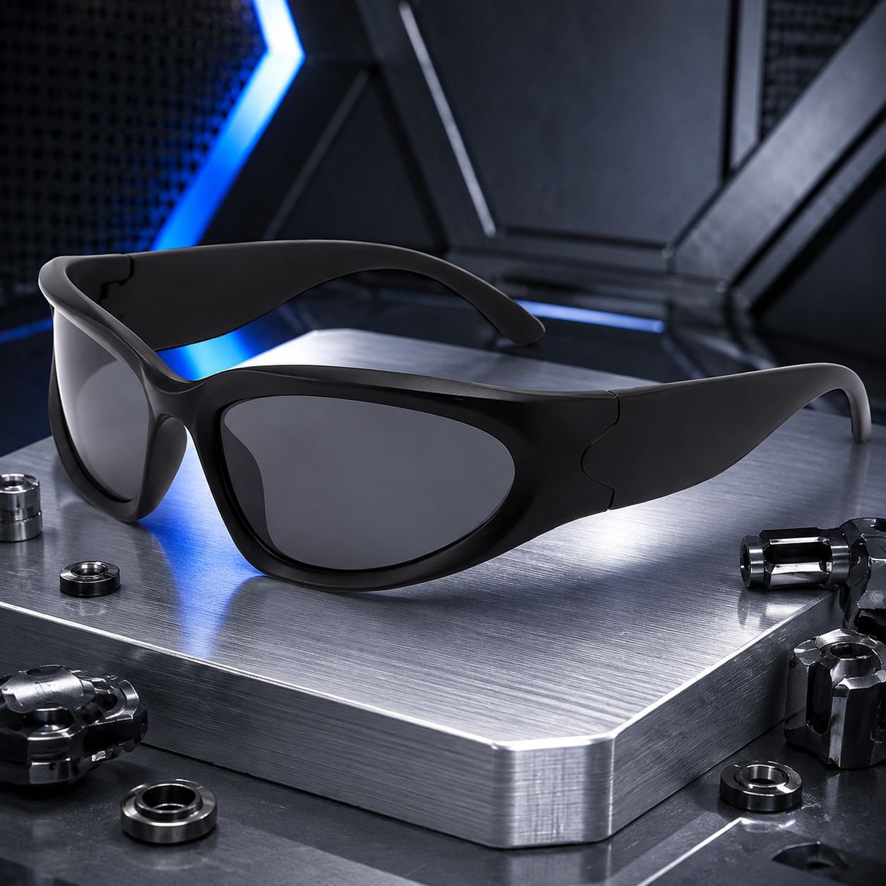 Side view of stylish unisex sunglasses