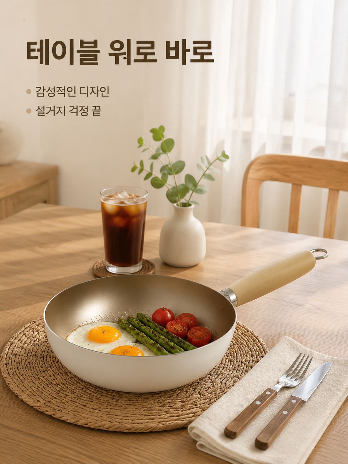 세라믹 코팅 화이트 프라이팬