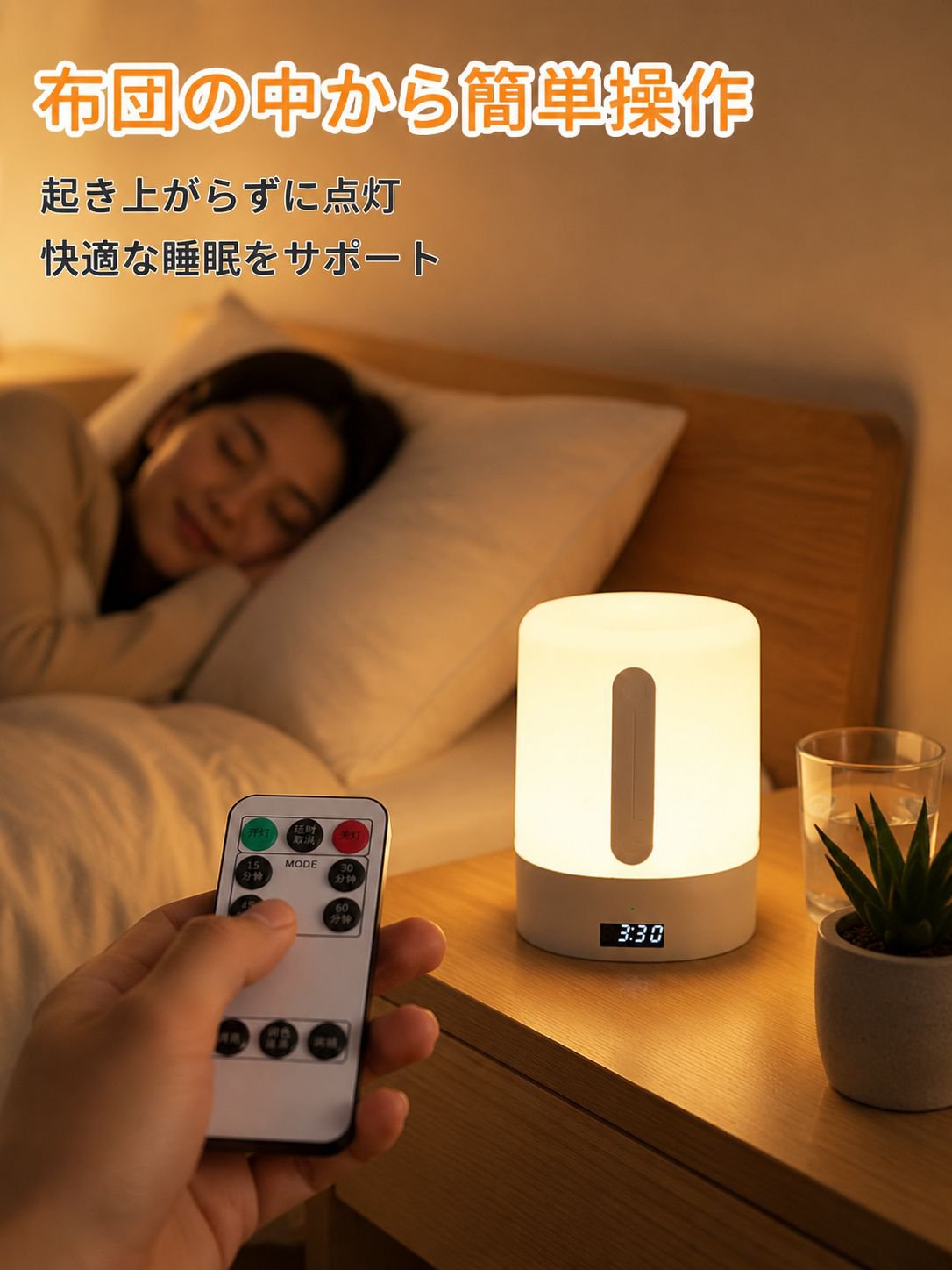 リモコン操作可能な充電式ナイトライト