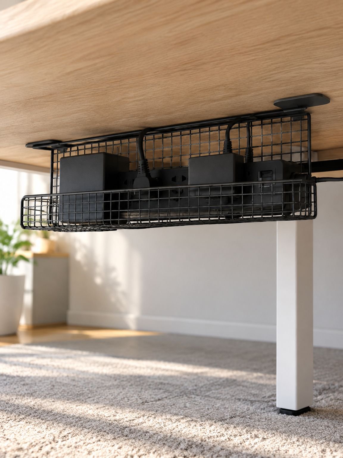 Under-desk cable organizer for organizing computer cords