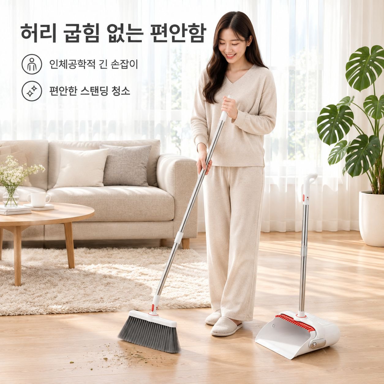 회전 빗자루와 스탠딩 쓰레받기