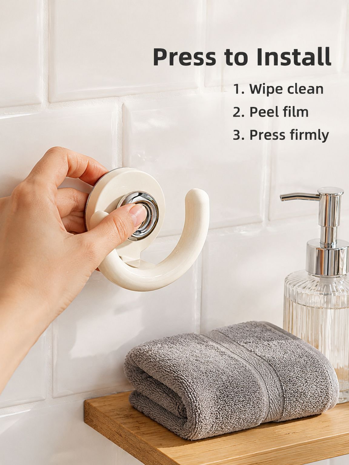 Organized bathroom with wall suction slipper holder