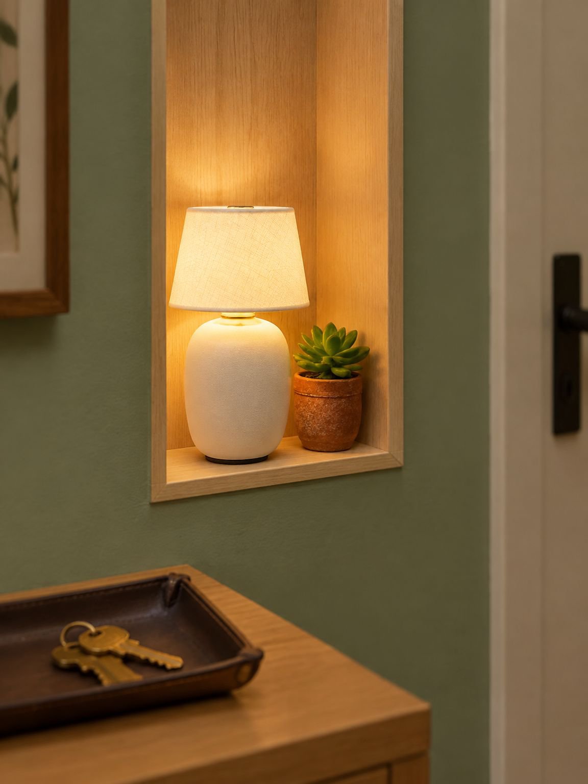 Stimmungsvolle Beleuchtung im Schlafzimmer durch Retro-Lampe