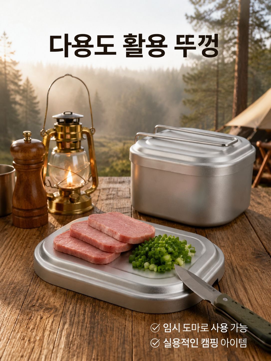 풀 알루미늄 도시락 손잡이 사각형 야외 캠핑