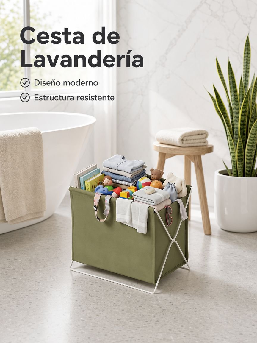 Cesto de ropa sucia plegable de tela