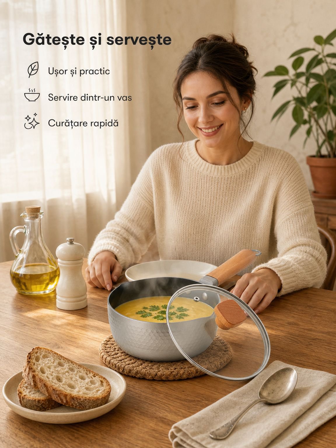 Tigaie Yukihira din oțel inoxidabil cu textură ciocănită
