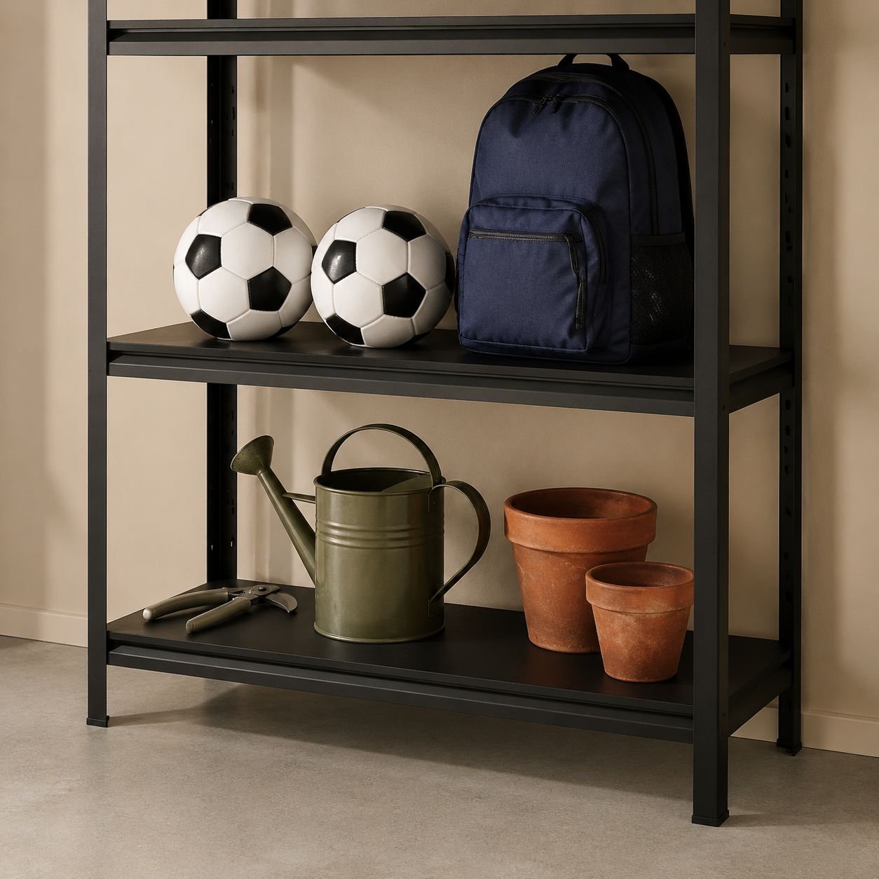 Easy assembly boltless steel storage rack