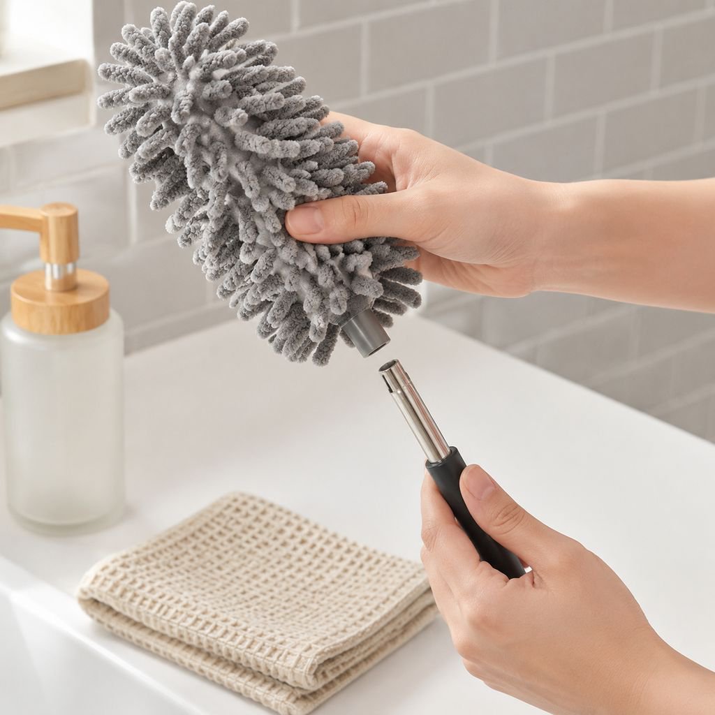 Close-up of chicken feather duster texture
