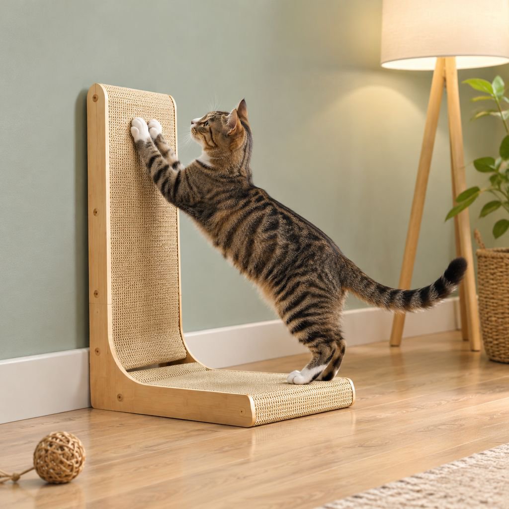 丈夫で安定感のある猫用L字爪とぎ器