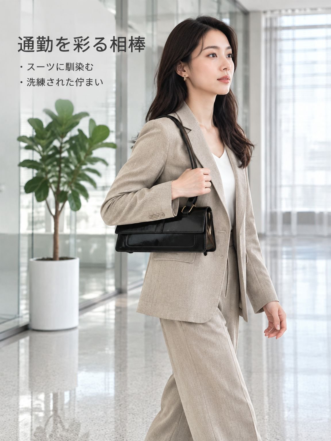 シンプルな無地の多機能レディースバゲットバッグ