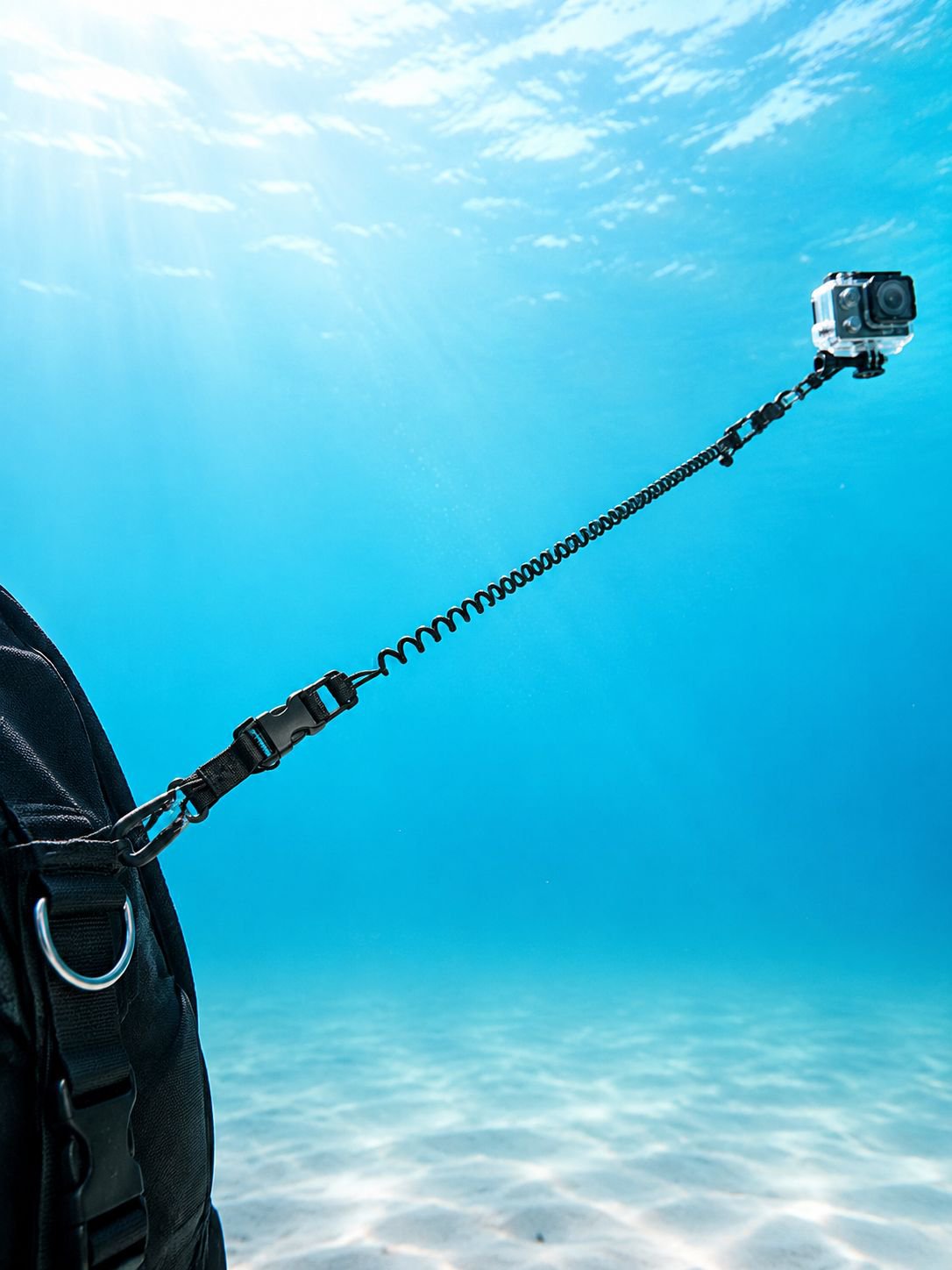 Diving camera lost hand rope TPU spring steel wire anti-lost rope both ends quick release buckle BCD