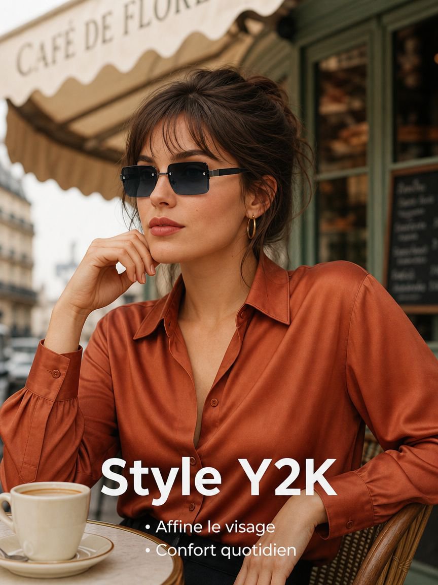 Lunettes de soleil vintage à demi-monture en métal avec verres dégradés