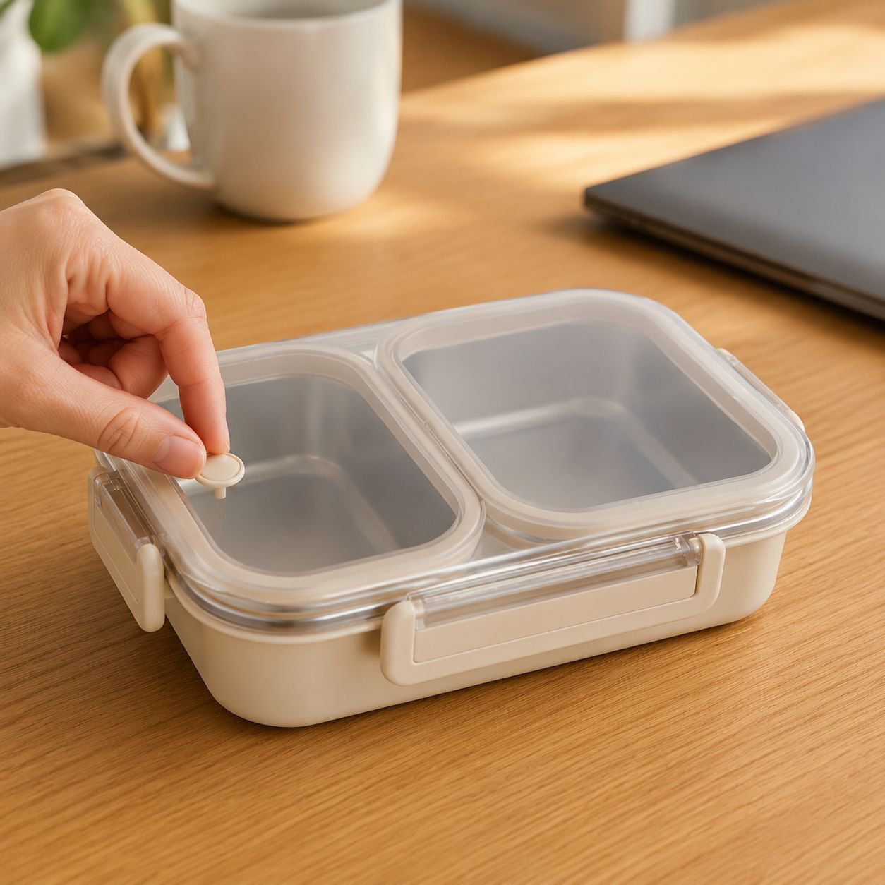 Leak-proof stainless steel lunch container with secure lid