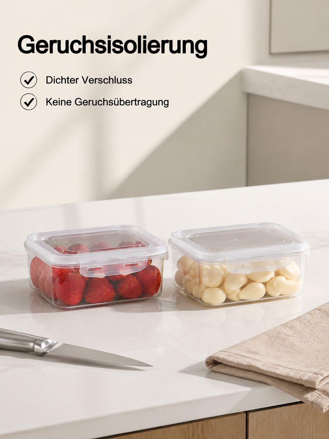 Lebensmittelechte PP Frischhaltebox, Aufbewahrungsbox für Kühlschrank und Küche