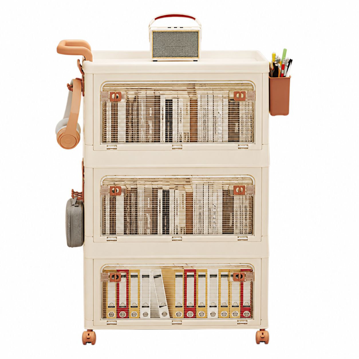No Installation Foldable Household Storage Cabinet Children's Snack Trolley Organizer